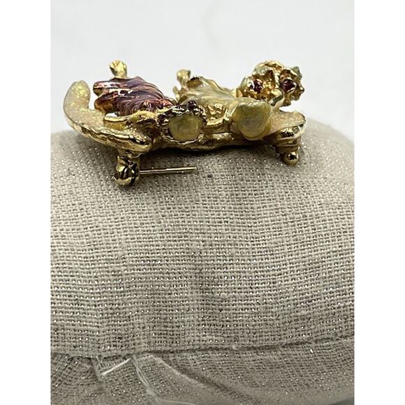 Kirks Folly Two Angel Soul Mate Twin Sister Friends Dancing Gold Tone Pin Brooch - Picture 7 of 9